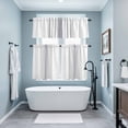 thumbnail image 3 of Grey Vertical Striped Kitchen Curtains Sets for Windows 36 Inch Length, White Modern Simple Geometric Rod Pocket Window Treatments Tier Curtains and Valances Set for Bedroom/Bathroom, 3 of 8