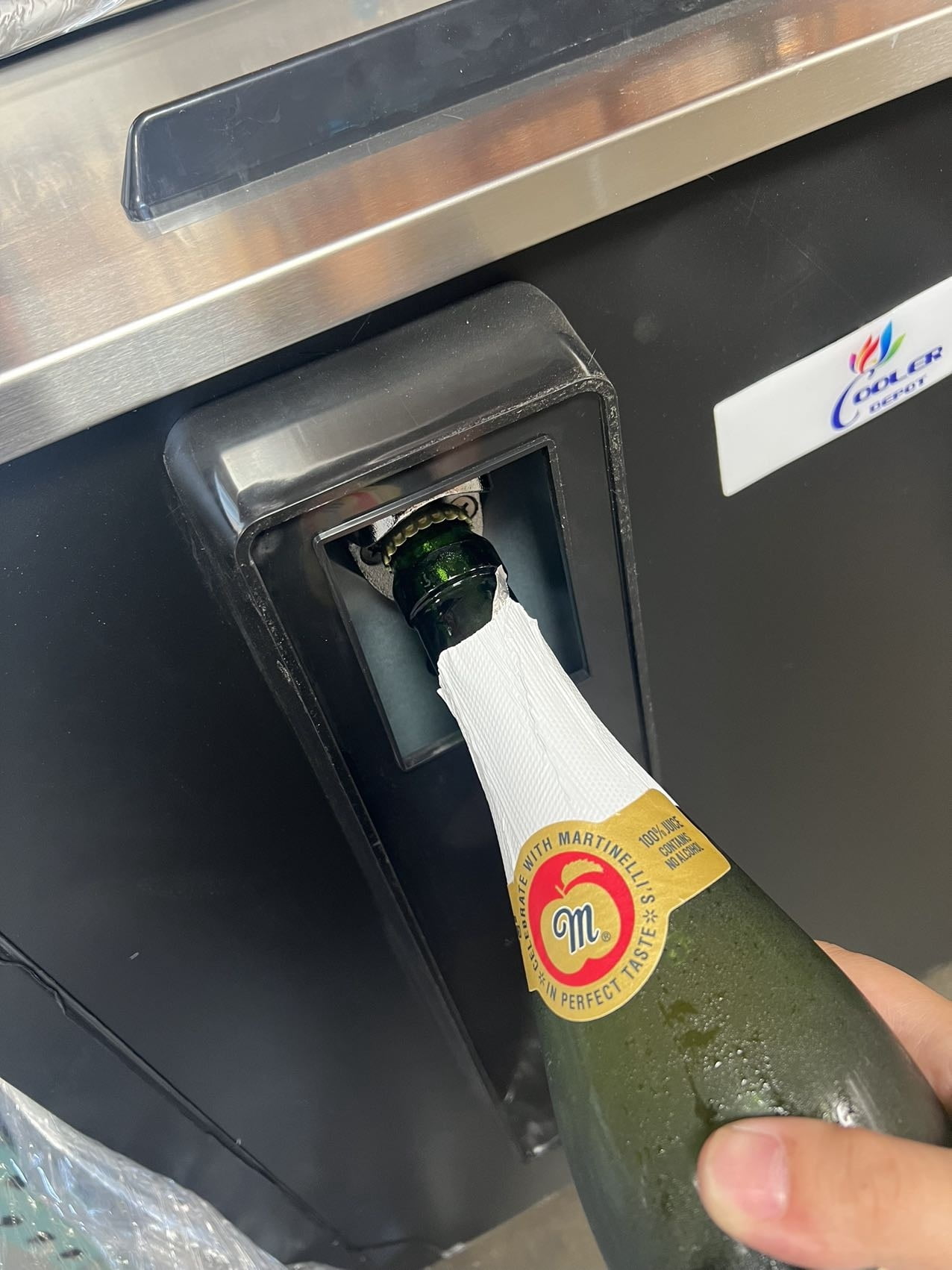 Cooler Depot 95" NSF Commercial Beer Bottle Cooler, Stainless Steel Back Bar Refrigerator with Glass Froster & Cap Catcher