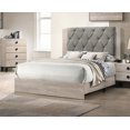 thumbnail image 3 of Cream Finish Gray Tufted 1pc Queen Size Bed Bedroom Furniture Made of Rubberwood, 3 of 11