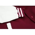 thumbnail image 3 of Men's Classic Two Tone Snap Button College Sports Letterman Varsity Jacket (Burgundy/White, M), 3 of 3