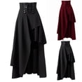 thumbnail image 3 of Odeerbi Skirts for Women Solid Punk Casual Ruched Midi High Waist Skirt Black, 3 of 3