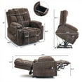 thumbnail image 4 of Power Lift Recliner Chair with Lumbar Pillow and Wireless Charger, SYNGAR Heat & Massage Function Recliner with USB Charging and Cup Holder, Dual Motors, Single Living Room Sofa, Brown, 4 of 13