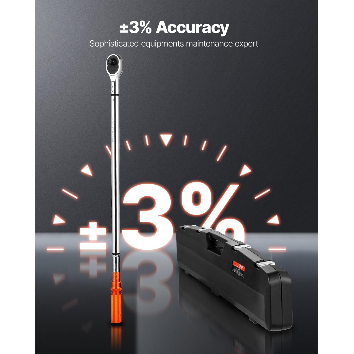 KFFKFF 3/4 Inch Drive Click Torque Wrench, 100-600 lbf-ft / 136-814 N.m, Dual-Direction Tool with Dual Range Scales, 48-Tooth Design, ±3% Accuracy, Alloy Steel Construction for Vehicle Maintenance