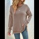 thumbnail image 5 of Sudaderas Holgadas de Larga para Mujer, de Canalé, con Abertura Lateral y Dobladillo Alto y Bajo, para Otoño Caqui M, 5 of 7