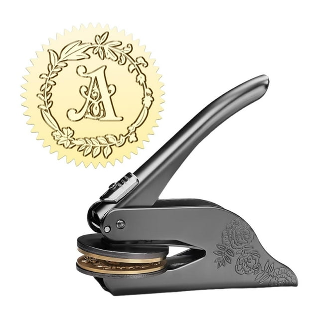 yuksok Metal Letter Embosser Embossing Machine Steel Stamp Hand Tool Stamping Tool Handheld Embosser Press for Crafts Book Name Card A