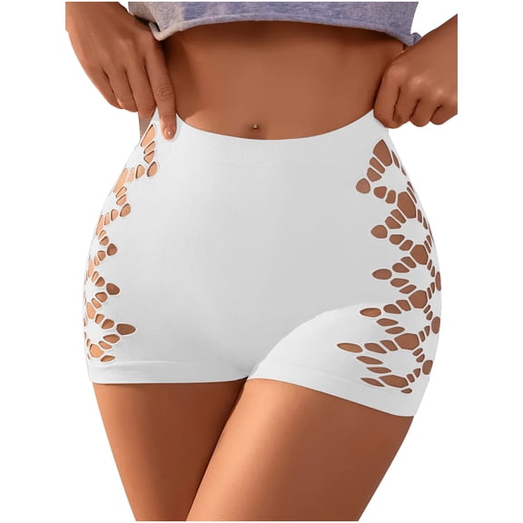 Ashyfjp Panties for Women Casual Solid Color High Waist Cutout Boy Shorts Soft Breathable Stretchy Underwear for Women, Size S-XL