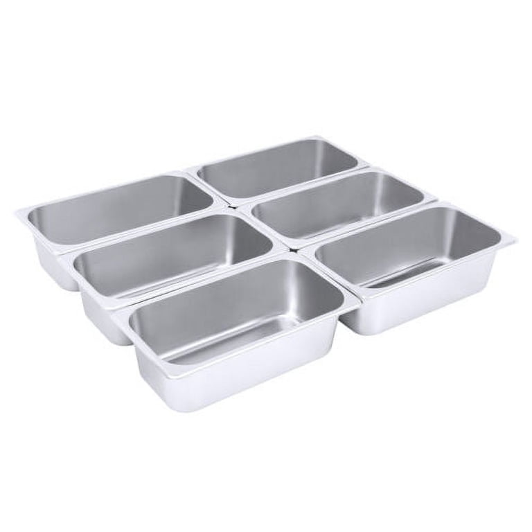 6er-Pack Edelstahl-Behälter 1/3 Größe Mit Deckel Produktbild-Vorschau 3