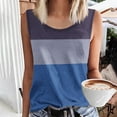 thumbnail image 3 of JTZGDY Cami Shirts for Women Loose Fit Casual Summer Sleeveless Round Neck Striped Color Block Print Tank Tops Trendy Cozy Beach Vacation Tees Blouse A01-Blue XL, 3 of 5