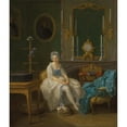 thumbnail image 2 of Etienne Jeaurat 20x23 Black Ornate Framed Double Matted Museum Art Print Titled: The Interior of a Boudoir, with a Lady in a White and Blue Dress (1769), 2 of 5