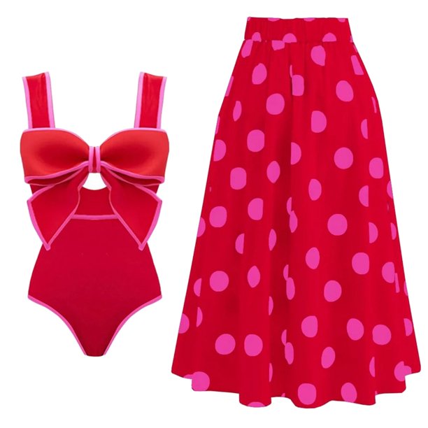 MKLEKYY Trajes De Baño Mujer Women 1 Piece Swimwear+1 Piece Cover Up Two Piece Vintage Print Swimsuit Monokini Bikini 2 Piece Swimsuits Two Piece Tankini Set 952