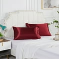 thumbnail image 3 of Yidarton Satin Pillowcase for Skin and Hair, Soft Next to Skin, Silk Satin Pillowcase 2 Pack, Standard Size, Queen Size, King Size, Wine red, 3 of 6