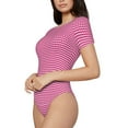 thumbnail image 2 of Fotbe Women Short Sleeve Bodysuit Round Neck Pink Gingham Bodysuit For Women Round Neck Scoop Neck Long Sleeve Stretch Tops Jumpsuit-X-Large, 2 of 9