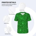 thumbnail image 4 of Balery Green Glitter Baseball Jersey for Men Casual Button Down Shirts Short Sleeve Active Team Sports Uniform-4X-Large, 4 of 9