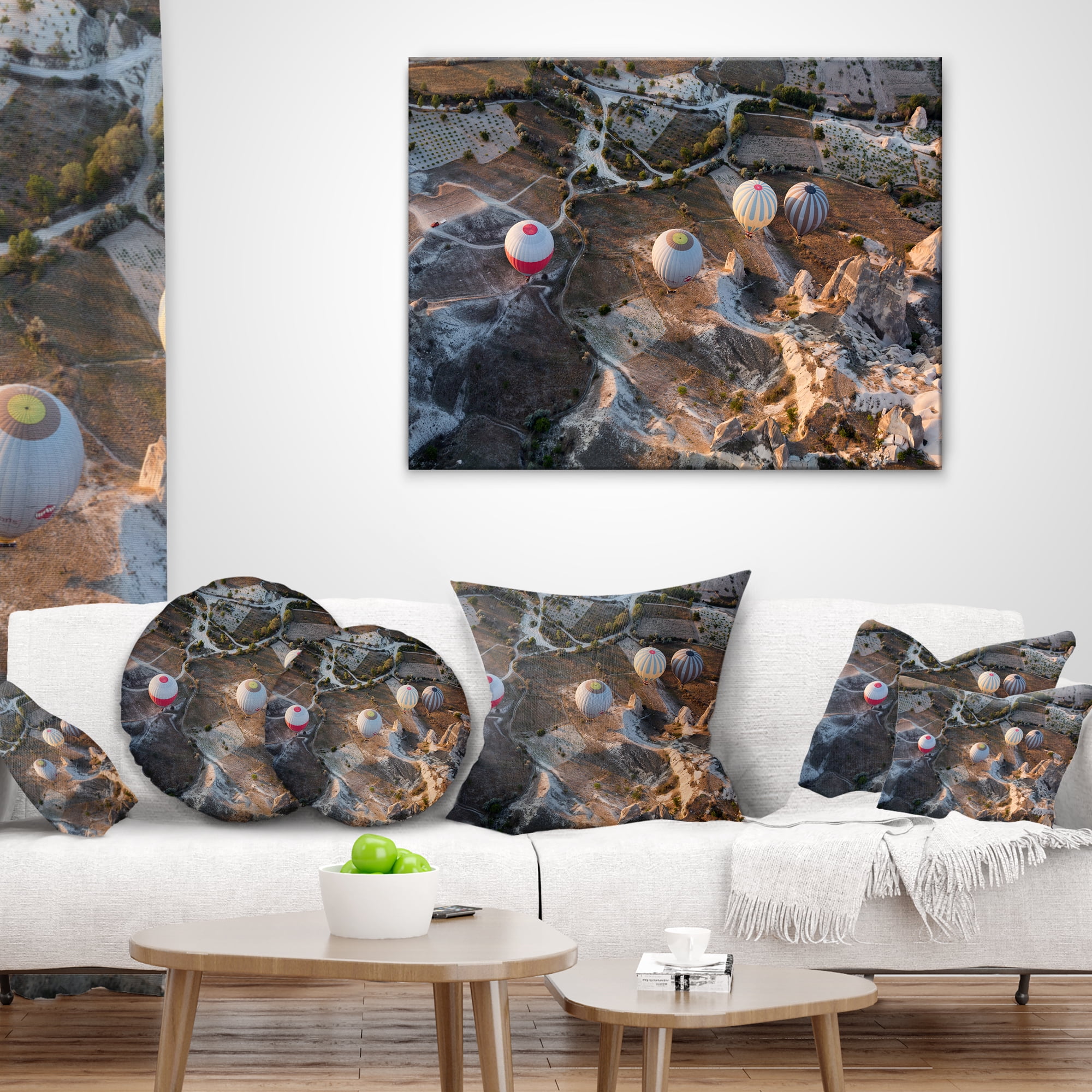 Designart Flight with Balloons at Sunrise - Landscape Printed Throw Pillow - 12x20