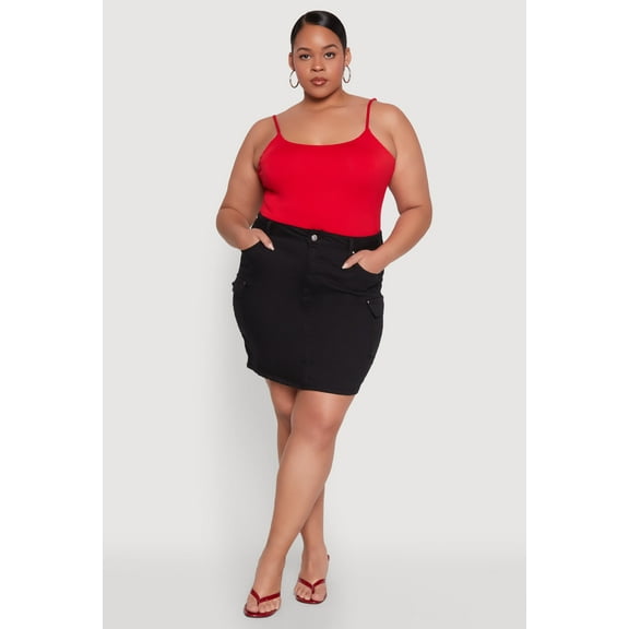 Womens Plus Size WAX High Waisted Cargo Skirt