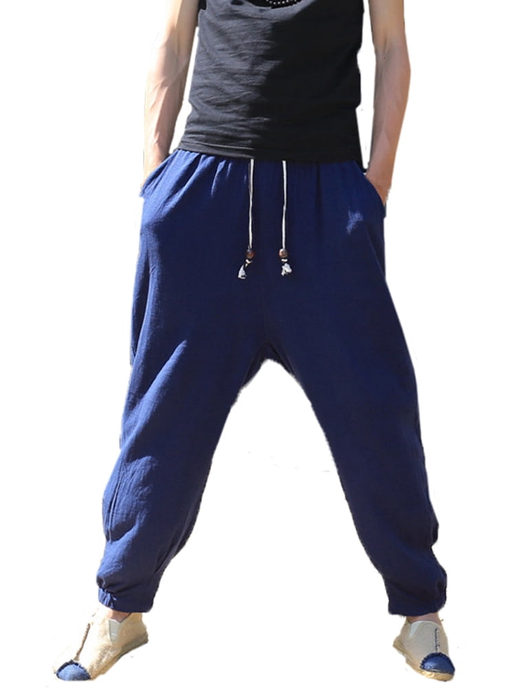 INCERUN Mens Elastic Waist Drawstring Pants Casual Long Trousers | Walmart Canada
