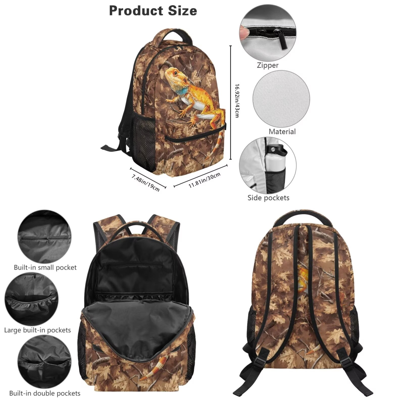 Pzuqiu Dragon Print Kids Backpack and Lunch Box Set of 5 Large Capacity Lightweight Backpack Set with Pencil Case for Girls Boys Daily School Use Travel Outdoor Activities