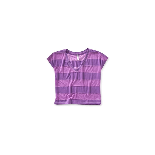 Aeropostale T-Shirt Basique à Rayures Transparentes pour Femmes, Violet, Juniors, Moyen