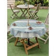 thumbnail image 4 of Outdoor Tablecloth with Umbrella Hole for Patio/Picnic/Party/Camping, Farm Fruits Waterproof Table Cloth Round Cover Washable, Watermelon Lemons Peach Blue Grey Striped (Dia 60"), 4 of 8