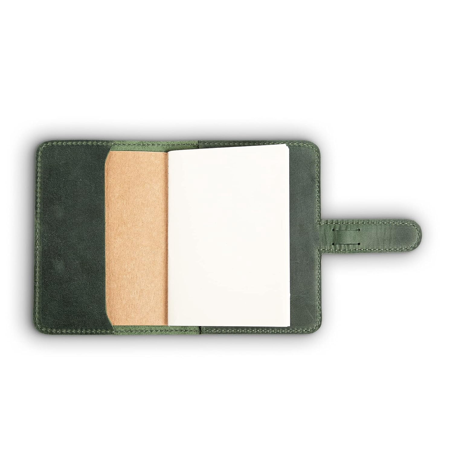 PEGAI Leather Journal Notebook Cover - Refillable Travel Notebook | Leather Bound Notebook Journal for Writing | DuPage Green, Pocket | Unlined