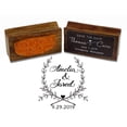 thumbnail image 1 of Printtoo Round Custom Laurel Wreath Save The Date Rubber Stamp Wood Mounted Wedding Personalized Stamper, 1 of 4