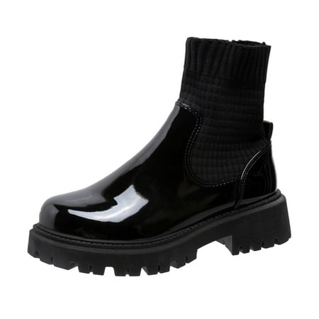 

Women Walking Shoes Ladies Shoes Fashion Short Boots Casual Thick Sole Sleeve Short Boots Ankle Boots for Women PU A