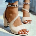 thumbnail image 2 of Women's Open Toe Ankle Strap Block Chunky Low Heeled Sandal Comfortable Office Dress Shoes, 2 of 5