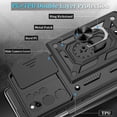 thumbnail image 6 of Compatible with Samsung Galaxy S21 Ultra case,S21 Ultra Case with HD Screen Protector with Slide Camera Cover, 360°Rotation Ring Kickstand [Military Grade] Case for Galaxy S21 Ultra,Black, 6 of 8