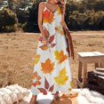 thumbnail image 2 of Autumn Harvest Maple Leaves Thanksgiving Sleeveless Dress Woman Fashion Long Dresses Women's Summer Suit Dress Summer 2025 Women, 2 of 7