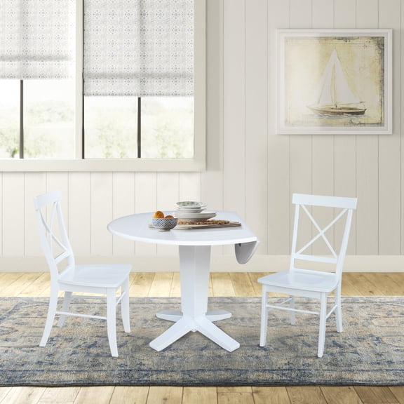 International Concepts 42" Solid Wood Dual Drop Leaf Table with 2 Dining Chairs