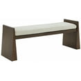 thumbnail image 4 of SAFAVIEH Couture Blanchette Solid Velvet Modern Bench with Wood Frame, Cream/Walnut, 4 of 7