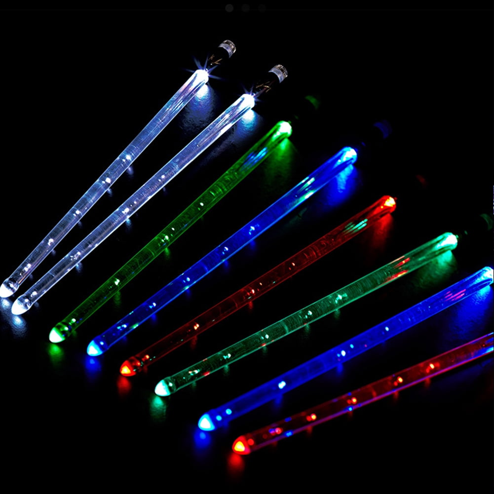 Yucurem Led Light Up Drumsticks 15 Color Changing Jazz Drum Sticks For Adults Drummers Percussion Instruments Essential (A)