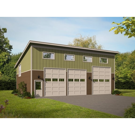 763-509: Modern Garage 0 Bed, 1 Bath Luxury Home Plan, 509 Sq Ft: Full Blueprints with License to Build by Home Plan Marketplace - Lesuto