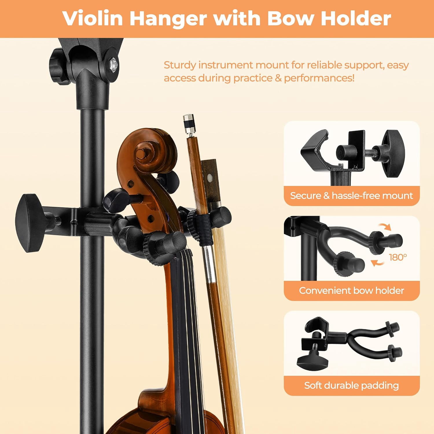 Sheet Music Stand, Professional Portable Music Stand for Sheet Music with Violin Hanger, Folding Sheet Music Folder Music Instrument Stand with Carrying Bag