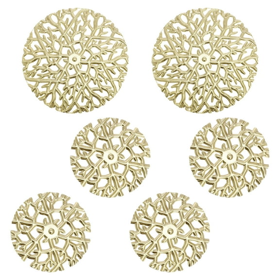 6 Pcs Metal Wall Art Decor Rust Resistant Round Branch Hanging Sculptures With Back Hanging Ring Hanging Metal Artwork Decor Wall Art Decorations for Home Living Room Office(Gold)