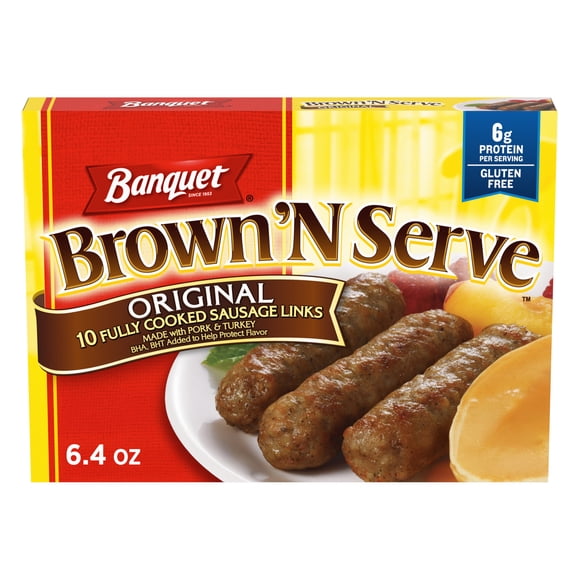 Banquet Brown 'N Serve Original Sausage Links, Frozen Breakfast, 6.4 oz.