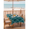 thumbnail image 2 of Outdoor Tablecloth with Umbrella Hole for Patio/Picnic/Party/Camping, Teal Green Moire Waves Waterproof Table Cloth Rectangle Table Cover Washable, Modern Abstract Art Geometric (54"x 80"), 2 of 8