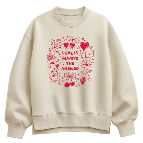 Instant Message - Love is Always the Answer Oversized Fleece Crew Sweatshirt