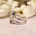 thumbnail image 4 of 1.52Ct White & Blue Sapphire Ring Guard – Engagement Ring Jacket Wrap Enhancer, September Birthstone Bridal Band, 4 of 4