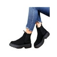 thumbnail image 3 of Woobling Chaussures d'Hiver Antidérapantes pour Femmes, Travail, Bout Rond, Bottines Chelsea, Bottines de Combat Mode, Noir 6.5, 3 of 7