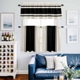 thumbnail image 2 of Black Vintage Kitchen Curtains Sets for Windows 24 Inch Length, Geometric Stripes Simple Lines Rod Pocket Window Treatments Tier Curtains and Valances Set for Bedroom/Bathroom, 2 of 8