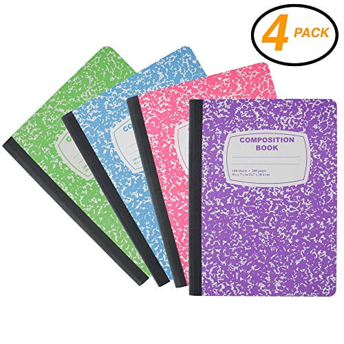 Emraw Composition Books Black /& White Marble Style Durable Cover Notebooks Wide Ruled Ruled Paper 100 Sheets Writing Book for school and journaling Pack of 2