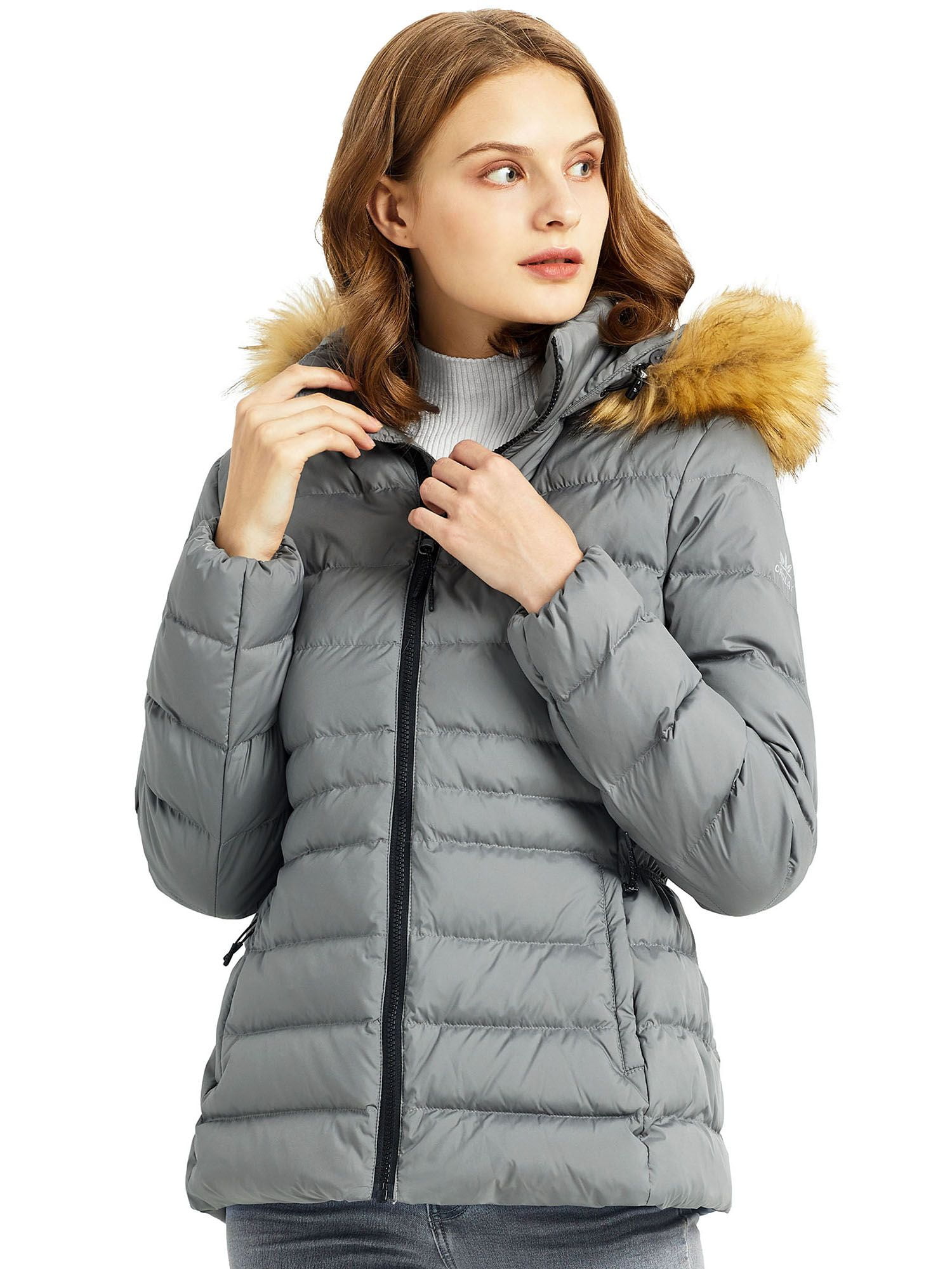 Hurrg Womens Winter Warm Quilted Stand Collar Coats Hooded Down Parka Jacket
