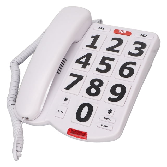 Teléfono de Botón Grande, Volumen Ajustable White Clásico Classil Fácil de Alta Volumen Home Teléfonos Para El Hogar para el Hogar