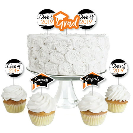 Orange Grad - Best is Yet to Come - Dessert Cupcake Toppers - Orange 2019 Graduation Party Clear Treat Picks - Set of
