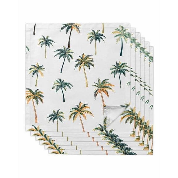 nqOlkjepod Palm Trees Cloth Napkins Set of 6 Reusable Dinner Napkins, Watercolor Tropical Summer Botanical Cocktail Napkin Washable Table Napkins for Wedding/Holiday Party/Baby Shower 20"x20"