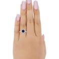 thumbnail image 3 of beryl_creation 14K White Gold Finish 925 Sterling Silver 1.50 Ct Cushion Cut Blue Sapphire Wedding Engagement Halo Ring For Women's -4.5, 3 of 3