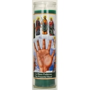 (4 pack) Prayer Candle Helping Hand Green Wax, 8 Inch
