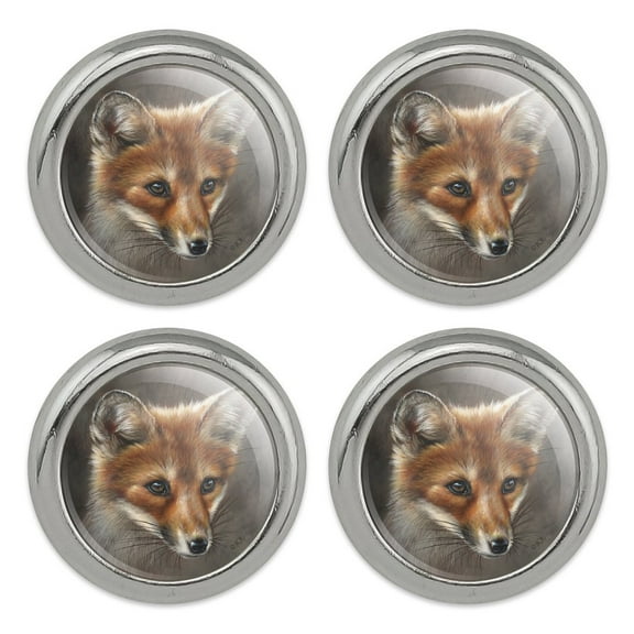 Red Fox Kit Portrait Metal Craft Sewing Novelty Buttons - Set of 4