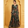 thumbnail image 5 of AURA Women Plus Size Floral Maxi Dress V Neck High Waist Long Sleeve Elegant Dress, 5 of 10